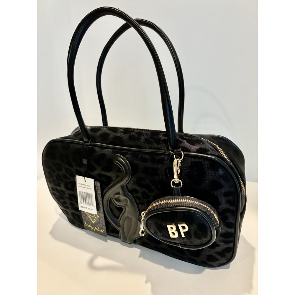 BABY PHAT~ Black Leopard Print Satchel Bag With Coin Purse~ NWT